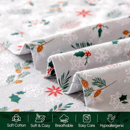 Elegant Comfort Ultra Soft 4-Piece 100% Turkish Cotton Flannel Sheet Set - Holiday Christmas Flannel Sheets, Warm and Cozy Premium Quality, Deep Pocket Fitted Sheet- Full, Poinsettia