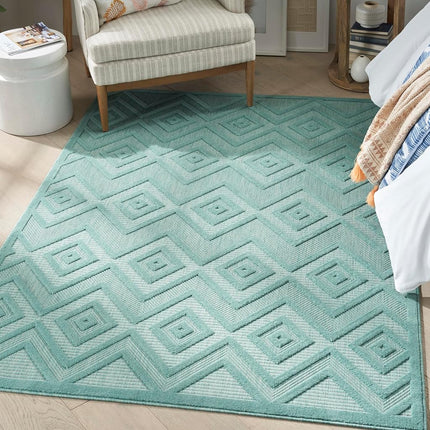 Nourison Versatile Alfombra de Área para Interiores/Exteriores Aqua/Teal 1.83 m x 2.74 m, Fácil de Limpiar, No Suelta Pelo, Dormitorio, Sala, Comedor, Terraza, Patio Trasero, Patio, Área de Alto Tráfico (1.83x2.74)