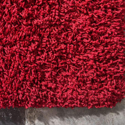 Alfombra de área Unique Loom Solo Solid Shag Collection - Alfombra moderna de felpa exuberante y suave (1.22 x 1.83 m rectangular, rojo cereza)