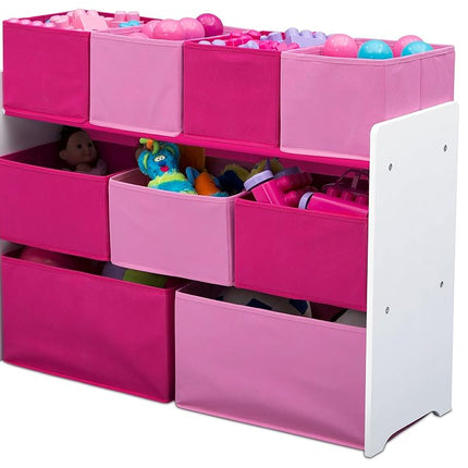 Delta Children Deluxe Multi-Bin Toy Organizer with Storage Bins, White/Pink