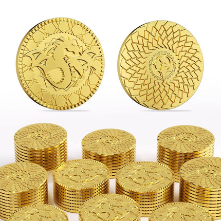 Byhoo 50 PCS DND Fantasy Metal Gold Coins & Leathe