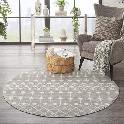 Nourison Grafix Bohemian Contemporary Grey Area Rug (5' Round), 5'3"XROUND,