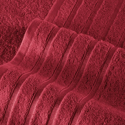 Elegant Comfort 4 Lines Viscose Stripe 6-Piece Premium Towel Set - 100% Turkish Cotton High Absorbent Luxury Bathroom Towels – Includes 2 Washcloths, 2 Hand Towels and 2 Bath Towels Set, Burgundy