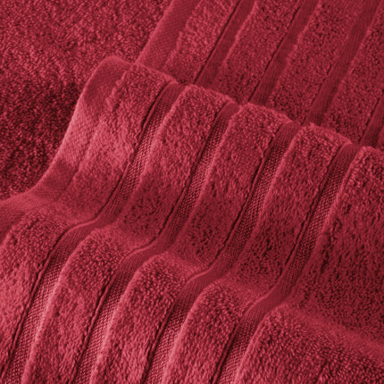 Elegant Comfort 4 Lines Viscose Stripe 6-Piece Premium Towel Set - 100% Turkish Cotton High Absorbent Luxury Bathroom Towels – Includes 2 Washcloths, 2 Hand Towels and 2 Bath Towels Set, Burgundy