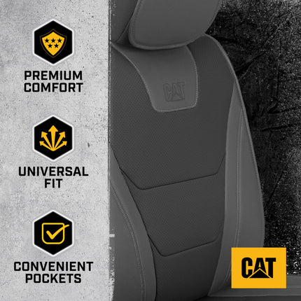 CAT® Edge Deluxe Car Seat Covers for Front Seats - Premium Two-Tone Faux Leather Seat Covers for Cars with Universal Fit, Rugged Automotive Seat Covers for Trucks, Interior Seat Covers for SUV