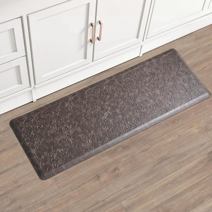 Chef Gear - Anti-Fatigue Wellness Kitchen Mat - Marni Design - Cushioned Comfort Chef Mat - Faux Leather - Cooking & Standing Relief -Skid-Resistant - Measures 17.5"x48" - Mocha