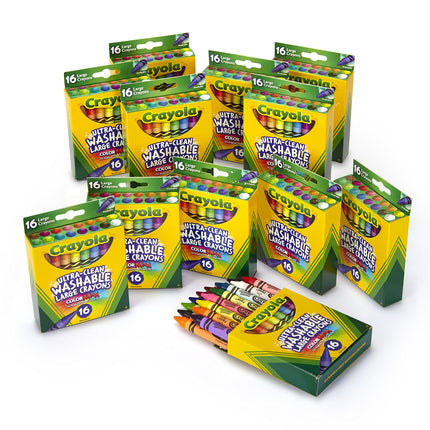 Crayola Ultra Clean Washable Large Crayons, Bulk School Supplies, 12 Packs of 16 Count
