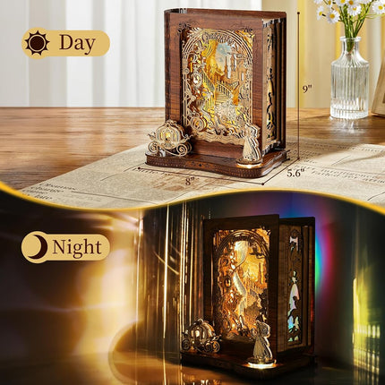 FUNPOLA Cinderella LED 3D Puzzle – DIY Storybook Lamp – 3D Wooden Puzzle Kit, Home Décor for Adults and Teens (Cinderella)