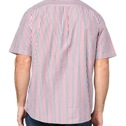 Tommy Hilfiger Short Sleeve Oxford Regular Fit, Men's Button Down Shirts, Medium Red/Multi, XS