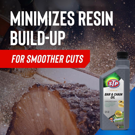 STP Premium Bar and Chain Oil, 32 fl oz, Chainsaw Oil that Minimizes Bar and Chain Wear, Reduces High-Speed Throw-Off, and Minimizes Resin Buildup