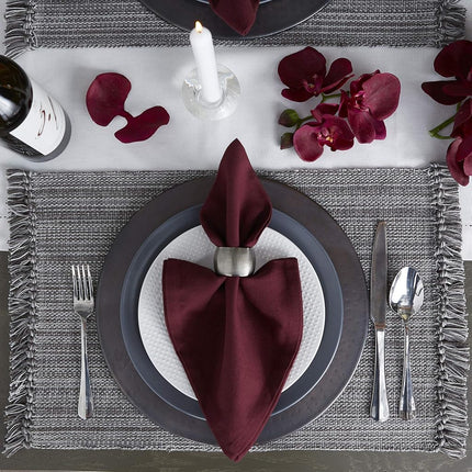 DII Tonal Fringe Placemat, Set of 6, Variegated Gray - Perfect for Fall, Thanksgiving, Dinner Parties, Weddings and Everyday Use