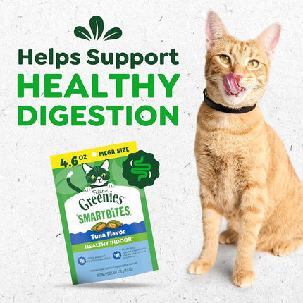 Greenies Feline Smartbites Healthy Indoor Natural Treats for Cats, Tuna Flavor, 4.6 oz. Pouch (Pack of 1)