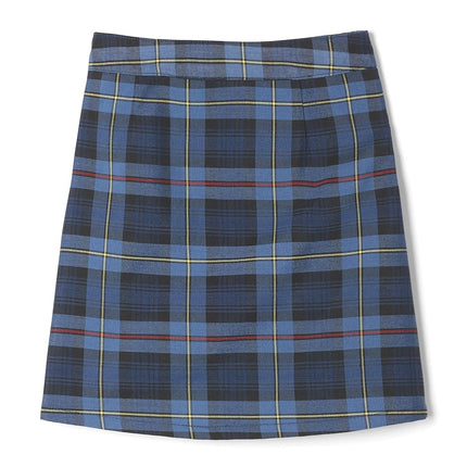 French Toast Girls' Adjustable Waist Two-tab Pleated-Front Scooter, Blue & Red Plaid, 6