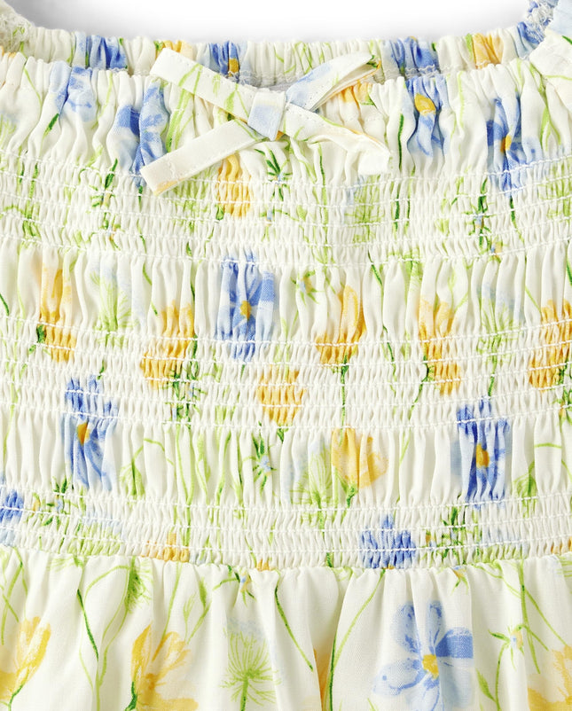 The Children's Place Baby Girls' One Size and Toddler Short Sleeve Dressy Special Occasion Dresses, Wildflower White Flutter Sleeve, 2T