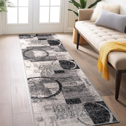Rugshop Contemporary Circle Design Runner Rug, Non-Shedding Carpet for Hallway, Kitchen, or Entryway, Cream, 2' x 7'2"