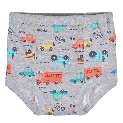 Gerber 4 Pack Potty Training Pants Infant Toddler Training Underwear for Baby Girls, Yellow and Black Vehicles, 3 Años