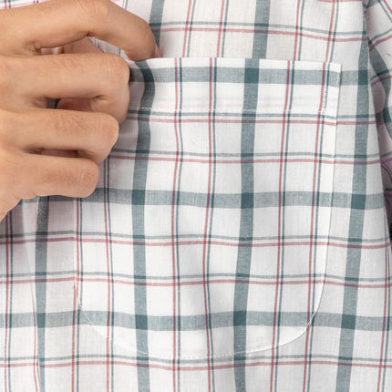 Conjunto de pijama de manga corta de popelín para hombre Fruit of the Loom, a cuadros naturales/verdes, 5X