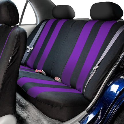 FH GROUP FH-FB036217 Fundas de asiento a rayas llamativas, color morado/negro - Se adaptan a la mayoría de automóviles, camiones, SUV o furgonetas