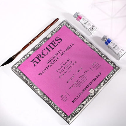 Arches Watercolor Paper Block, Hot Press, 7.9" x 7.9", 140 Pound