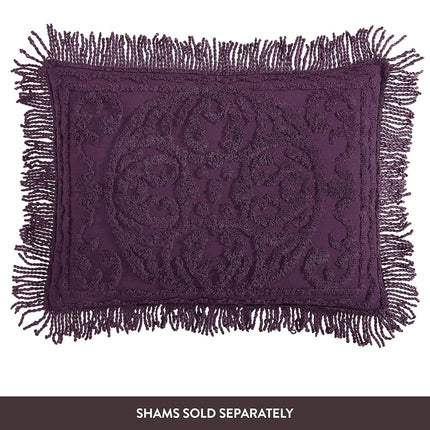 Beatrice Home Fashions Medallion Chenille Bedspread, Queen, Eggplant