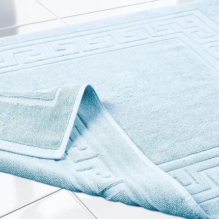 Tapis de bain Superior en 100 % coton peigné longues fibres de qualité supérieure, ensemble de 2 tapis de bain, bleu clair