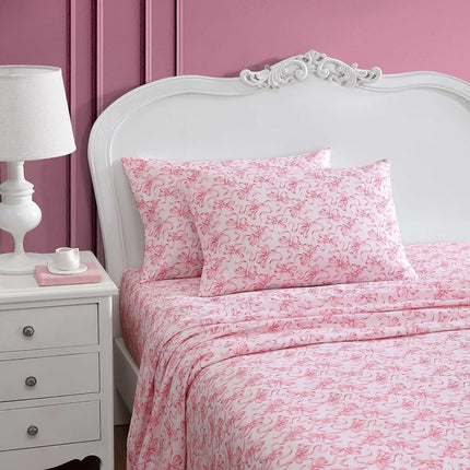 Betsey Johnson - Twin XL Sheet Set, Soft & Lightweight Bedding, Fade & Wrinkle Resistant (Ballet Bows Pink, Twin XL)