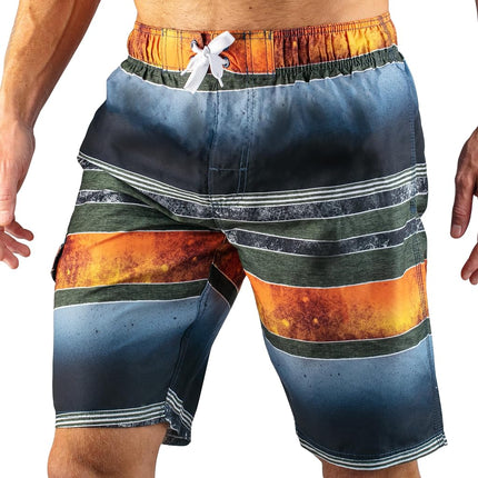 Kanu Surf Men's Barracuda Swim Trunks, 9-inch Inseam (Regular & Extended Sizes), Mileage Navy/Orange, 2X