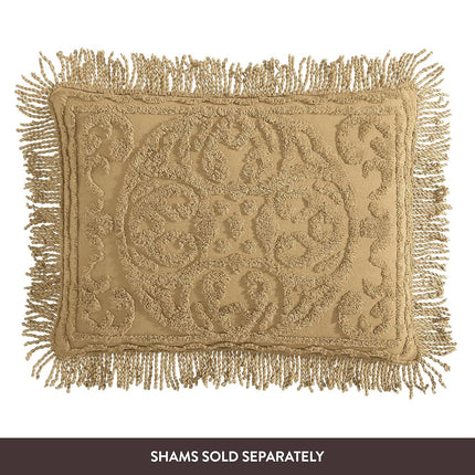 Beatrice Home Fashions Bedspread, Chenille, Gold, Queen