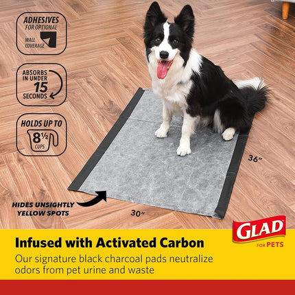 Glad Giant Sized Activated Carbon Puppy Training Pads, Super Absorbent & Leak Proof, 72-Count