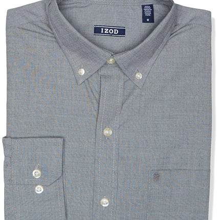 Izod Men’s Performance Comfort Long Sleeve Solid Button Down Shirt, Smoked Pearl Bt, XXXXL