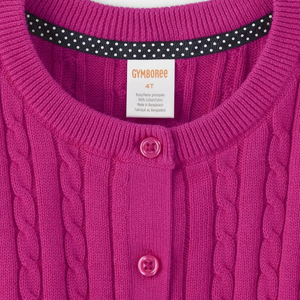 Cardigan en tricot torsadé à manches longues Gymboree pour filles et tout-petites, Magic Magenta, 5T