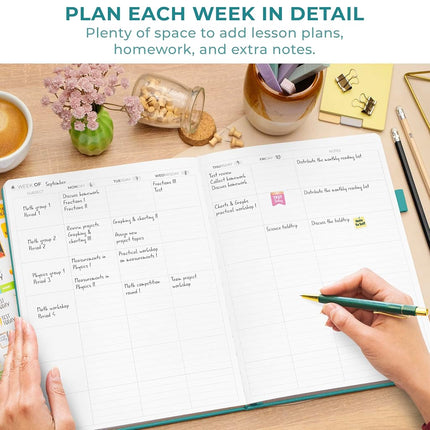 Clever Fox Teacher Planner – School Year Planner with Calendars & Lesson Plans – Book for Classroom & Homeschool Organization, A4 (Turquoise)