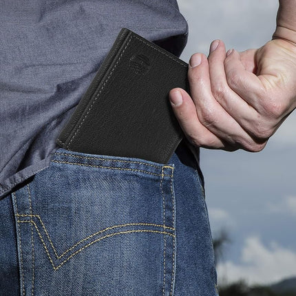 Timberland Men's Leather RFID Blocking Trifold Wallet Travel Accessory-Tri-Fold, Black, One Size