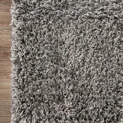 Alfombra de área de la colección Solo Solid Shag de Unique Loom - Alfombra moderna de felpa exuberante y suave (4' 0 x 6' 0 Rectangular, Gris Nube)