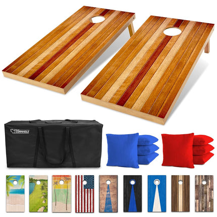 GoSports 4 x 2 ft Regulation Size Wood Cornhole Board Set - Red Oak Design, Includes 2 Boards, 8 Bean Bags, Carrying Case and Game Rules