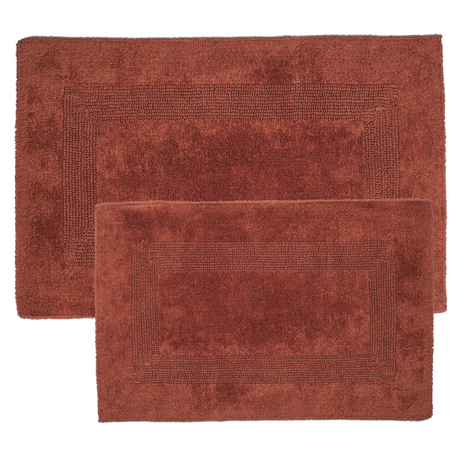 Bedford Home 100 Percent Cotton 2 Piece Reversible Rug Set - Brick