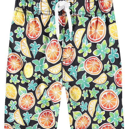 Kanu Surf Short de bain de plage Réflexion à séchage rapide UPF 50+ pour garçons, noir agrumes, 3T
