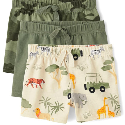 The Children's Place Baby Boys' and Newborn Jogger Bottoms, Safari 3-Pack, 6-9 Months
