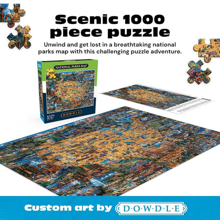 Buffalo Games - Dowdle - National Parks Map - 1000 Piece Jigsaw Puzzle for Adults Challenging Puzzle Perfect for Game Nights