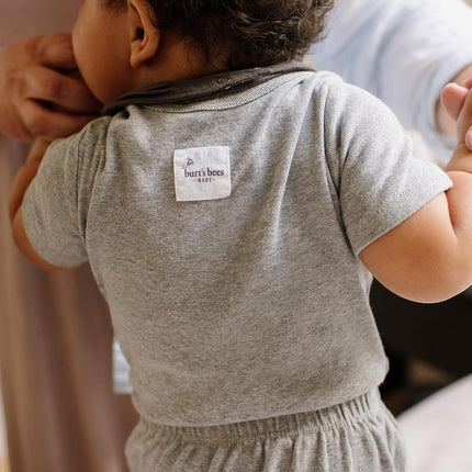 Burt's Bees Baby Bodysuits, 3-Pack Long & Short-Sleeve One-Piece, 100% Organic Cotton, Ash, 0-3 Months