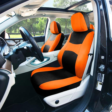 FH Group Automotive Seat Covers Orange Universal Fit Bucket and Bench Cover fits most Cars, SUVs, and Trucks (Full Set Airbag Compatible with Split Bench) FB030ORANGE115