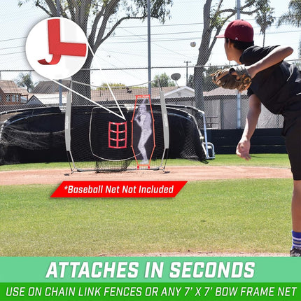 GoSports Baseball & Softball Pitching Kit - Practice Accuracy Training with Strike Zone & XTRAMAN Dummy Batter,Red