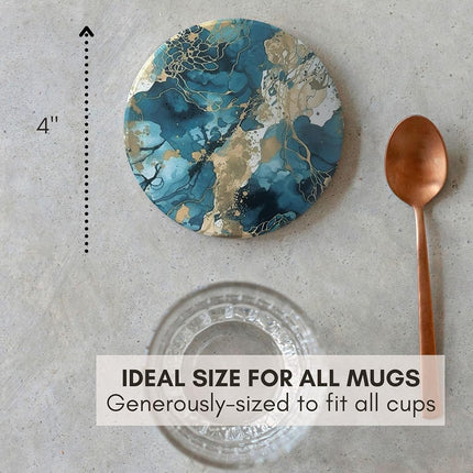 Ceramic Marble Coasters Set of 6, Absorbent Drink Coasters for Table