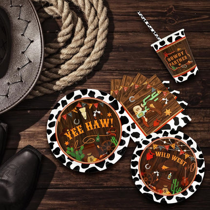 Recheel Cowboy Party Decorations Plates Set, Western Themed Party Supplies