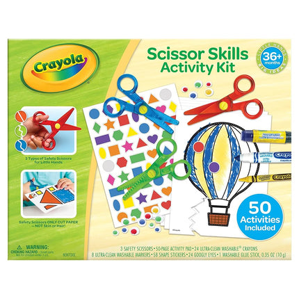 CRAYOLA Toddler Scissor Skills Activity Kit, 3 Count Safety Scissors and Craft Supplies, Gift for Kids, Ages 3, 4, 5