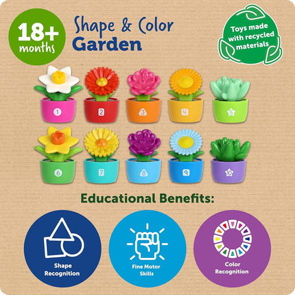 Learning Resources Shape & Colour Garden, Flower Toy for Toddlers, Sorting and Stacking Toys, Travel Toy, Sensory Toys, Ages 18mths +