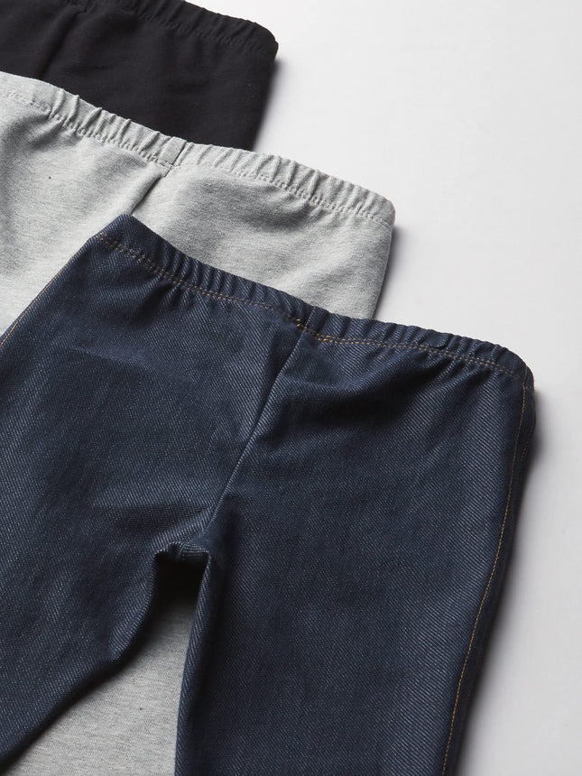 The Children's Place Baby Girls and Toddler Capri Leggings, Black/Smoke Gray/True Indigo 3 Pack, 5T US