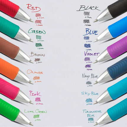 Bolígrafo de gel líquido retráctil EnerGel RTX, punta media, 8 unidades, colores surtidos