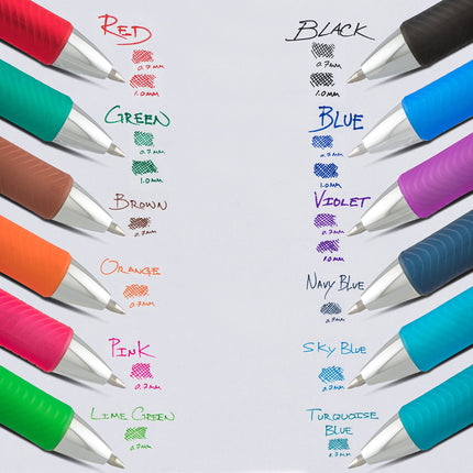 Bolígrafo de gel líquido retráctil Pentel EnerGel Deluxe RTX, 0,7 mm, punta metálica, tinta verde, (BL77BP2D)
