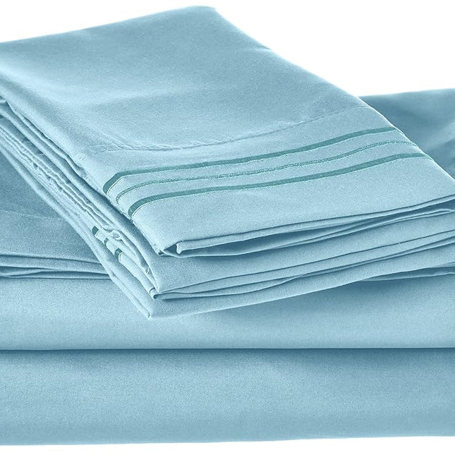Elegant Comfort Egyptian Quality 4-Piece Bed Sheet Sets, Queen, Deep Pockets, Aqua